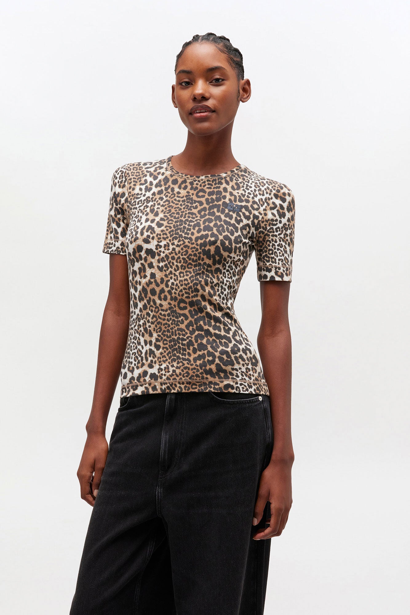 T-Shirt Rib Print Leopard
