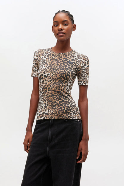 T-Shirt Rib Print Leopard