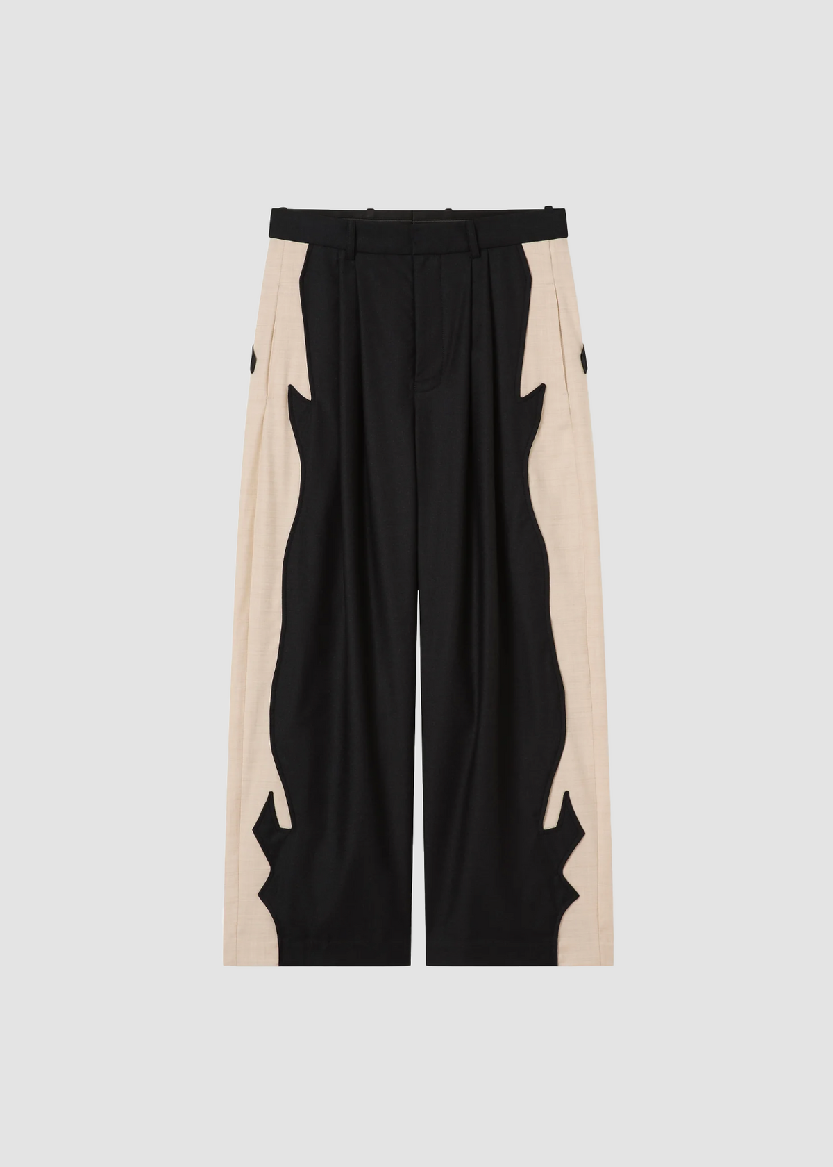 Trousers Panelled Wool Black