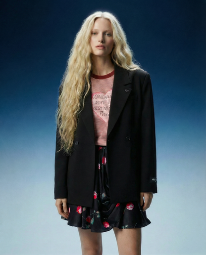 Skirt Mini Draped Printed Black