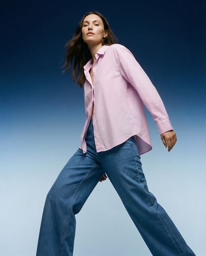 Jeans Skater Linen Loose Blue