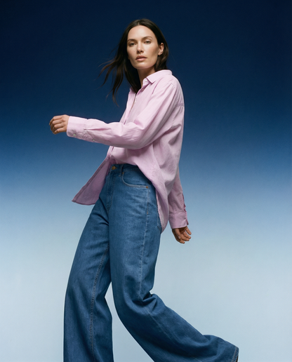 Jeans Skater Linen Loose Blue