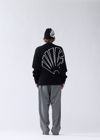 Sweater Logo Knit Raw Edge Black