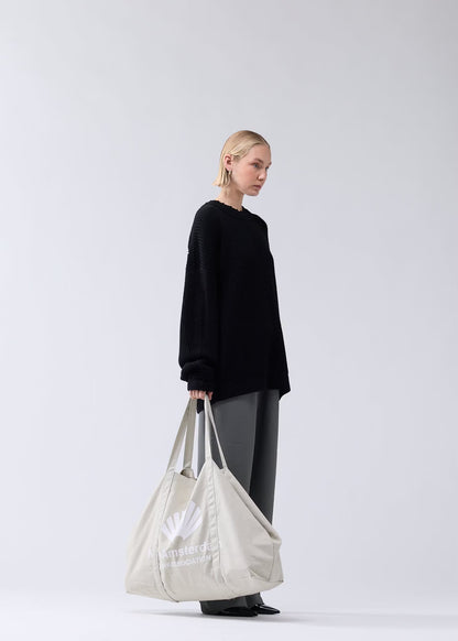 Sweater Logo Knit Raw Edge Black