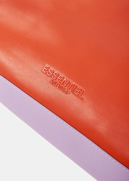 Dempsey Orange and lilac faux leather shopper bag