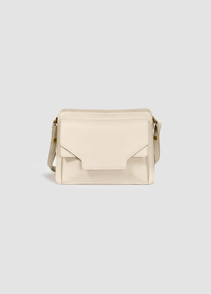 Ecru Faux Leather Shoulder Bag