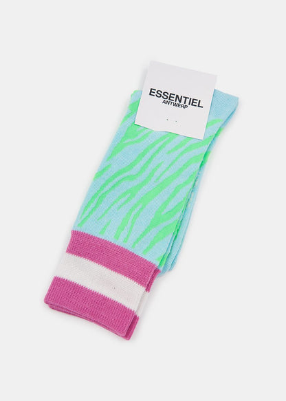 Blue & Neon Green Zebra Socks