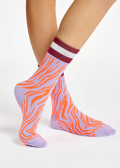 Lilac & Orange Zebra Socks