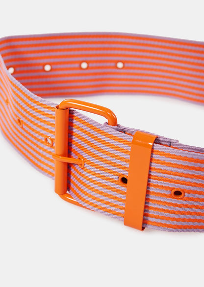 Orange & Lilac Striped Canvas Belt