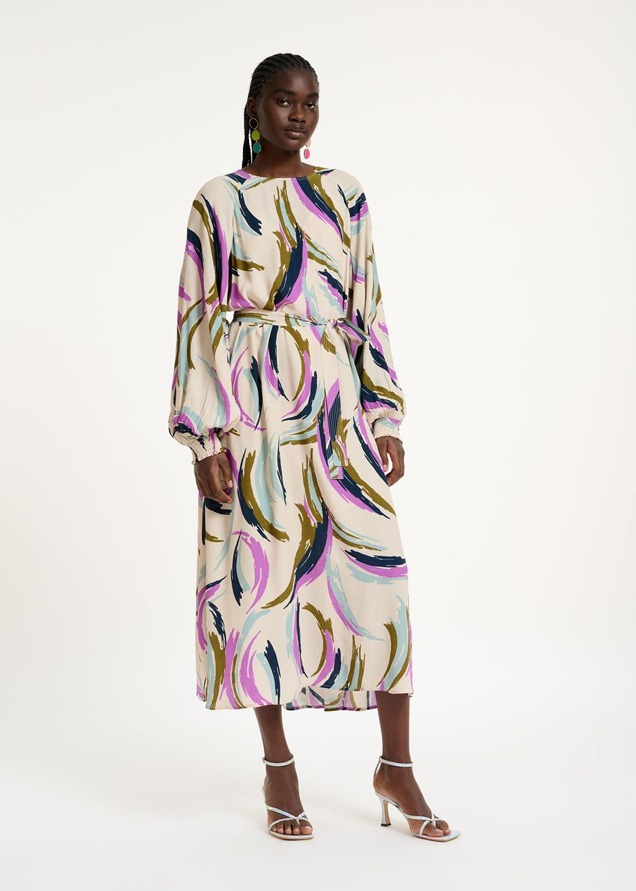 Dusun Abstract Print Midi-Length Dress