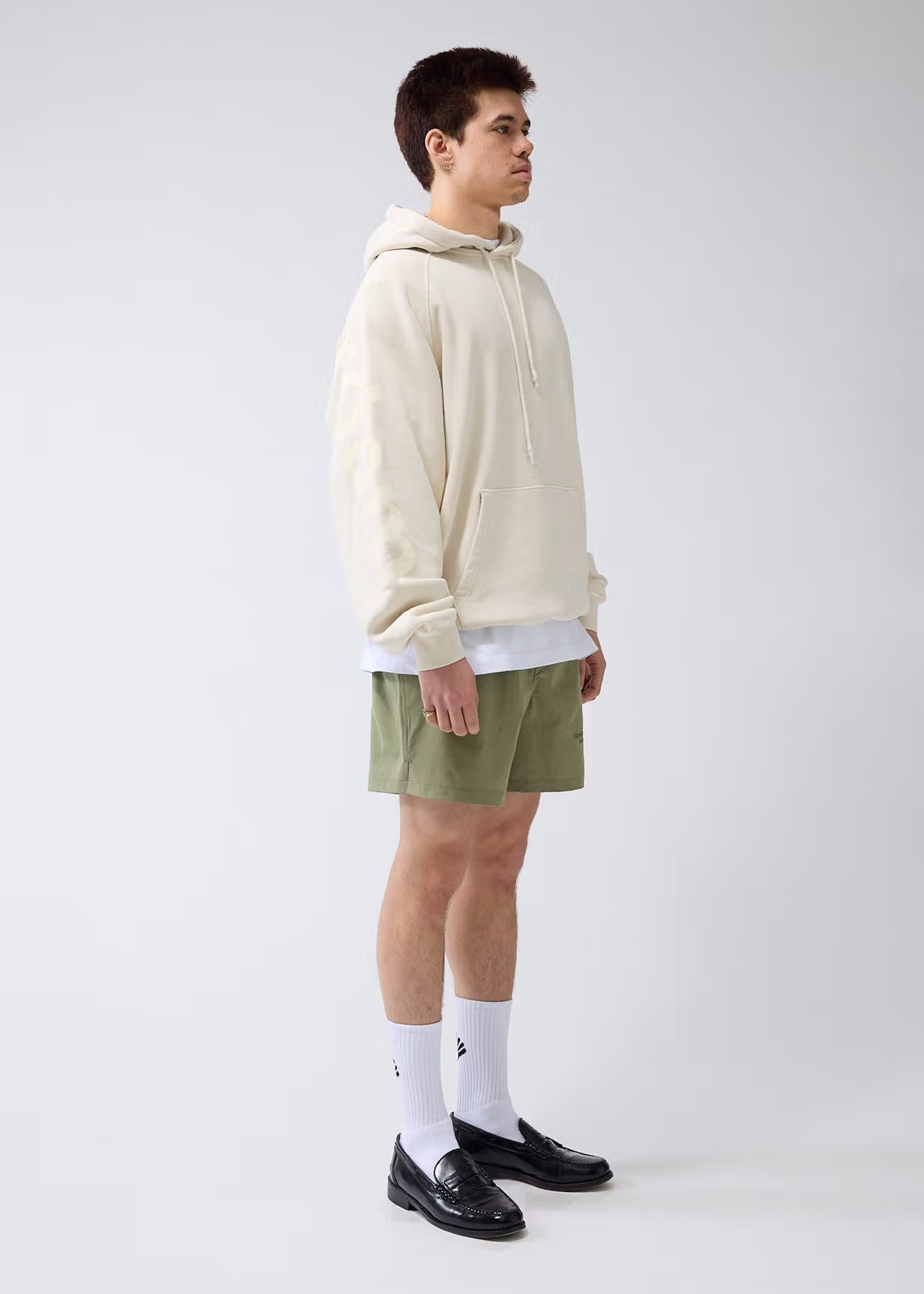 Hoodie Logo Line Beige