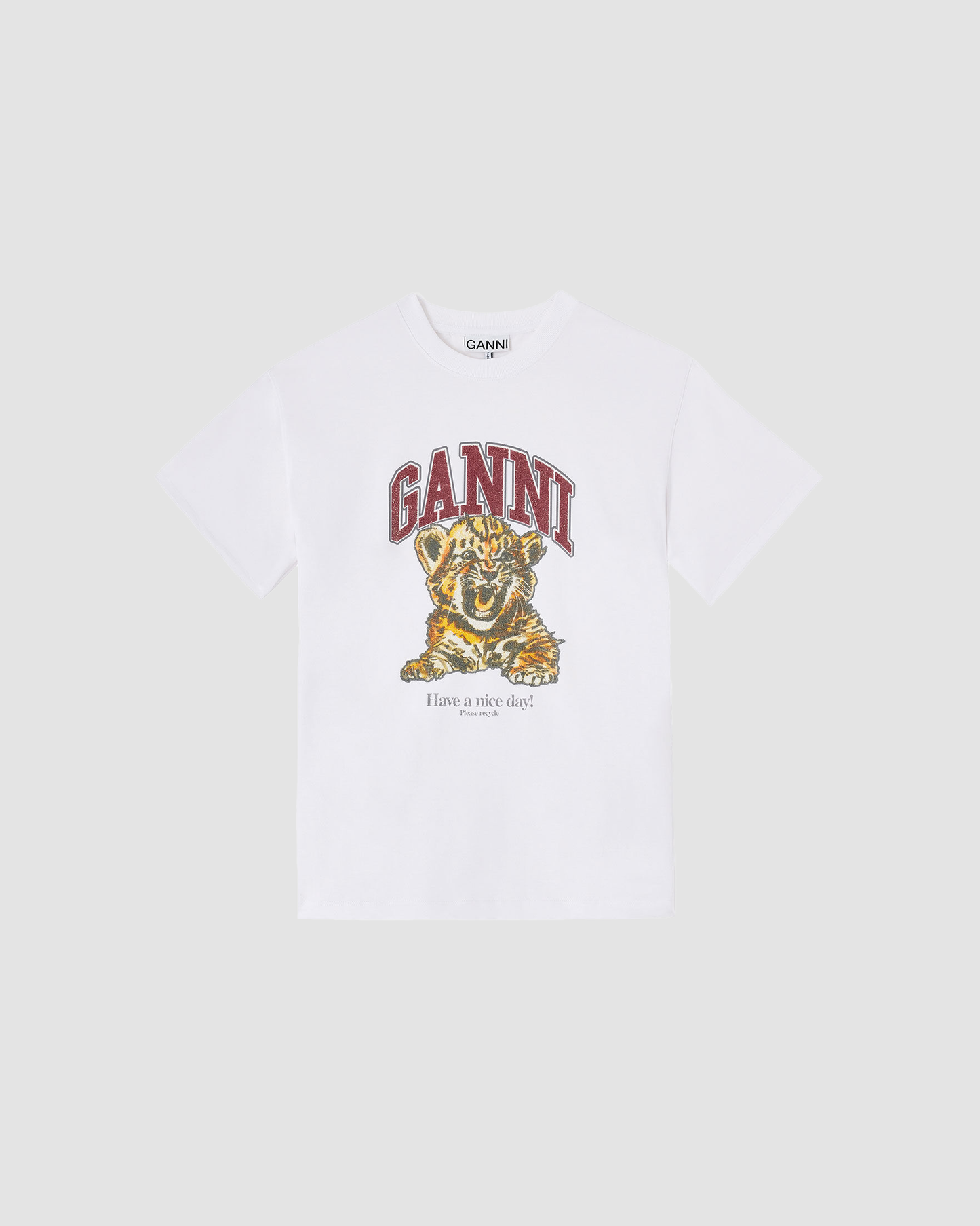 T-shirt Tiger Beaded White