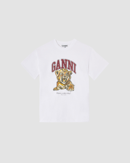 T-shirt Tiger Beaded White
