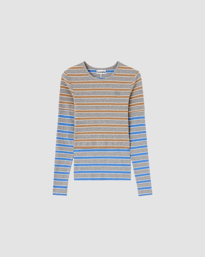 Top Double Stripe Longsleeve Grey