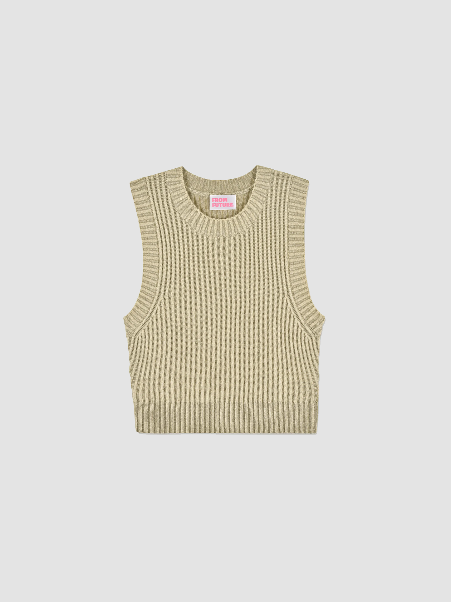 Top Sleeveless Two-tone Beige