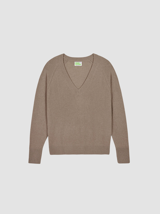 Sweater V-Neck Light Brown