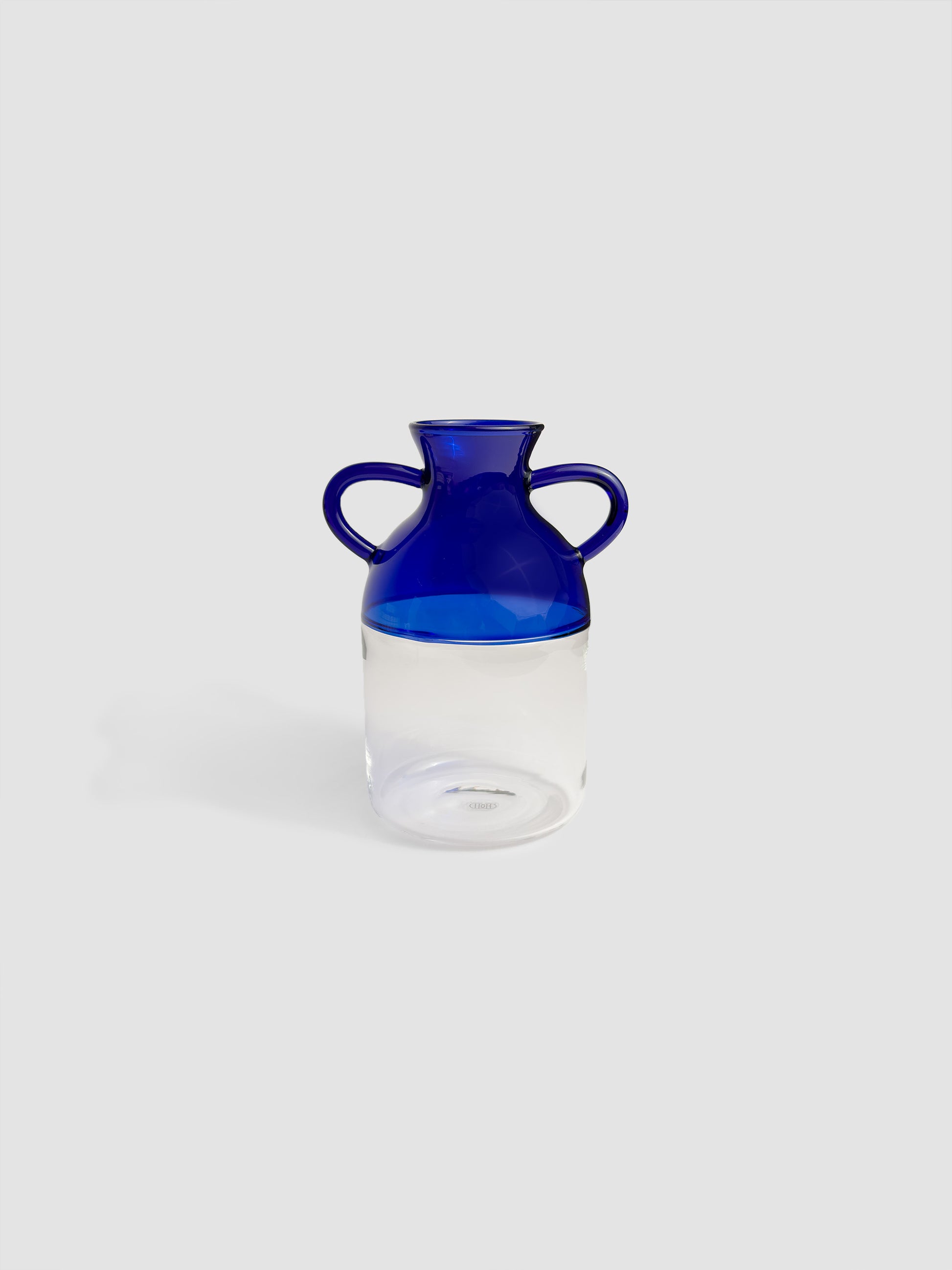 Clear & Blue Glass Vase - Via Store