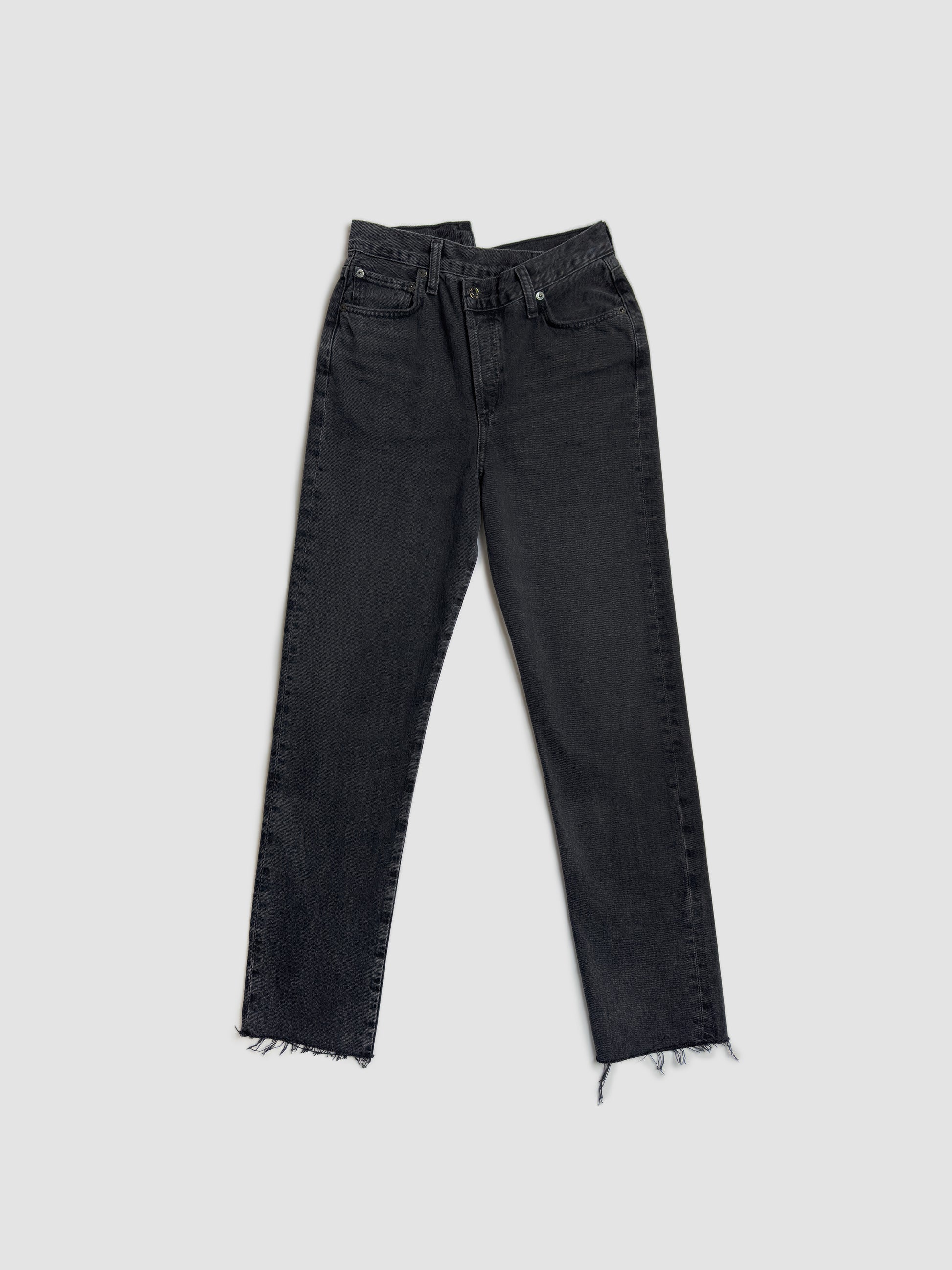 Criss Cross Straight Jeans in Black - Via Store